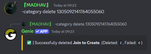 Category Delete Command Preview
