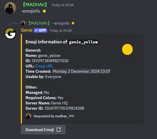 Emojinfo Command Preview