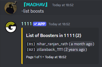 List boosts Command Preview