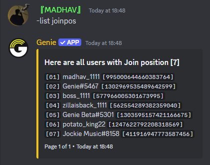 List joinpos Command Preview