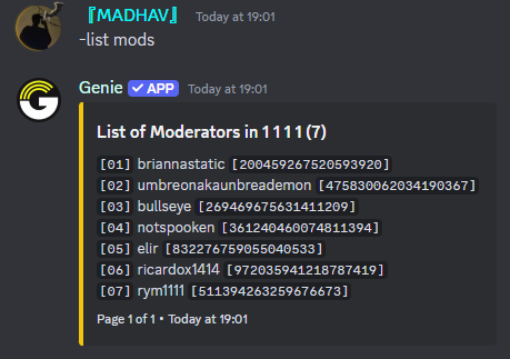 List mods Command Preview