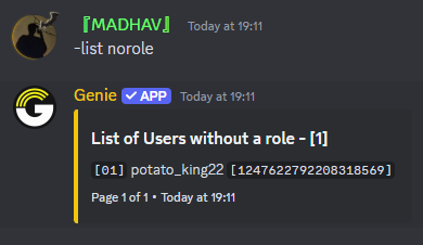 List norole Command Preview