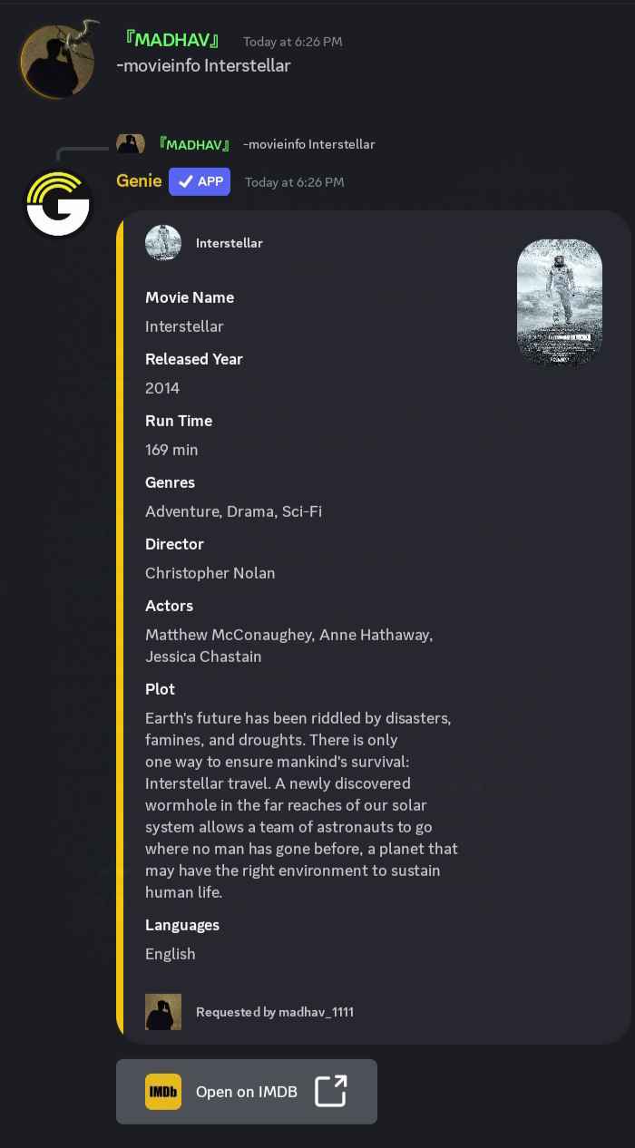 Movieinfo Command Preview