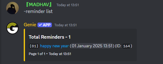 Reminder List Command Preview